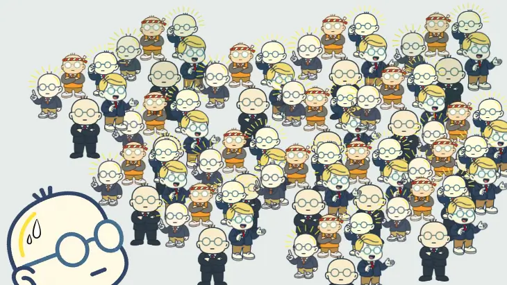 「玉石混交」と言われるコンサルタント業界の中で、真の専門性と誠実さを追求する姿勢を表現したイラスト